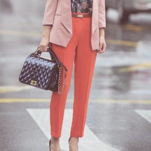 Metaphor Terracotta Straight Leg Cotton Blend Trousers Slacks, Size 6